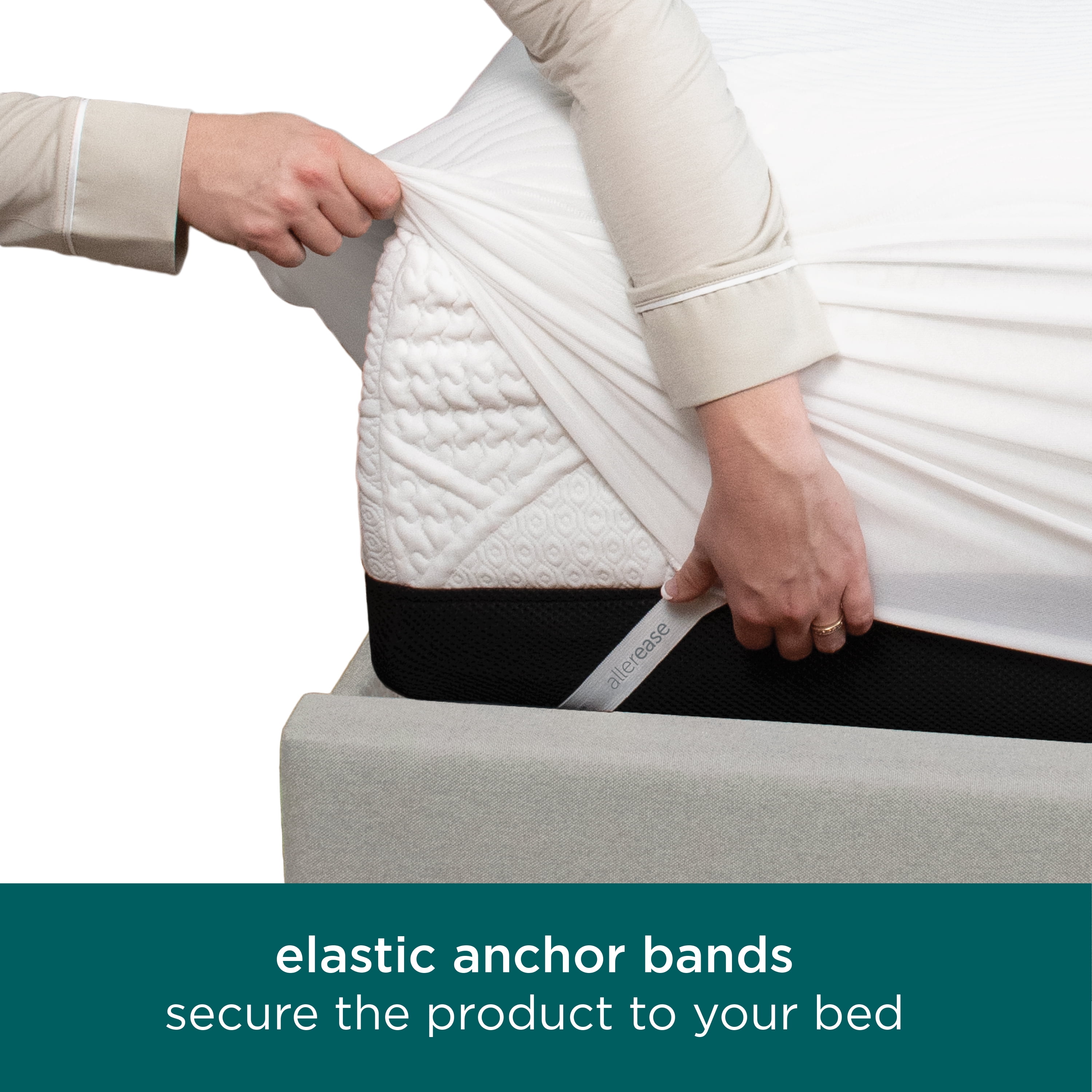 AllerEase Comfort Collection Plush-Knit Mattress Cover Protector Queen - Fitted Waterproof