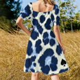 thumbnail image 3 of Navy Blue Leopard Print Spades Short Sleeve Dress Clothes Women's Summer Dress Elegant Dress Daily Dresses For Woman, 3 of 9