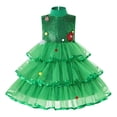 thumbnail image 4 of Girls Christmas Elf Cosplay Costume Carnival Party Kids Xmas Tree Princess Tutu Dress Children Stage Performance Fancy Dress-up, 4 of 5