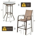thumbnail image 4 of Costway 3 PCS Outdoor Patio Bar Table Stool Set Height Tempered Glass Top, 4 of 10