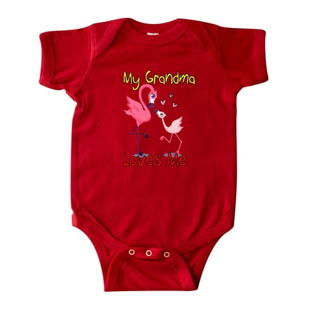

Inktastic My Grandma Loves Me Flamingo Gift Baby Boy or Baby Girl Bodysuit