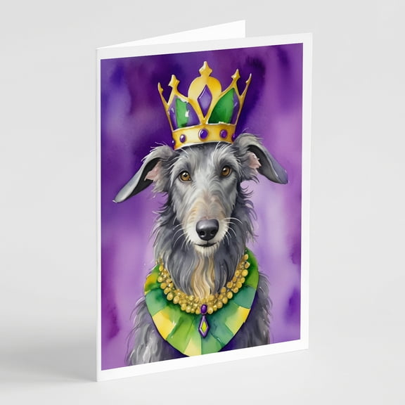 Scottish Deerhound King of Mardi Gras Greeting Cards Pack of 8 7 in x 5 in