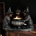 thumbnail image 2 of OIUR Halloween Black Cats Candle Holder Gothic Resin Cat with Witch Hat Statue Tea Light Holder for Indoor Party Mantel Coffee Table Centerpiece, 2 of 7
