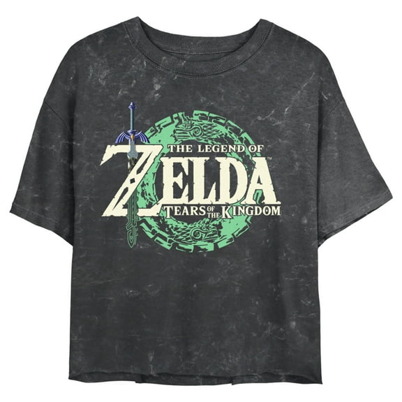 Junior's Nintendo The Legend of Zelda: Tears of the Kingdom Official Game Logo Crop Graphic Tee Black Medium