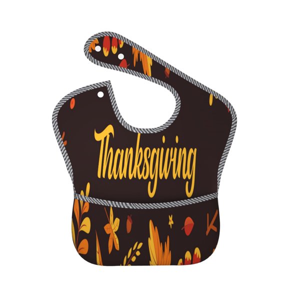 Hirioo Happy Thanksgiving 1 for Baby Waterproof Pocket Bib Adjustable Closed for Babies Toddlers with Large Pocket 6-24Months