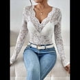 thumbnail image 4 of Blusa de de Encaje para Mujer, Larga, Cuello en V, Transparente, con Encaje Floral. XL, 4 of 7