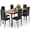 Retro, variant on Asofer Dining Table Set for 4, Kitchen Table Set with 1 Table & 4 Leather Cushion for Kitchen, Small Spaces, Black