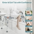 thumbnail image 4 of 500lb Heavy Duty Shower Bench, Tool-Free Tub Transfer Bench with Arms & Back, Height Adjustable Handicap Shower Seat, Non-Slip Bath Safety Chair for Elderly & Surgery-Gray, 4 of 19