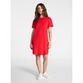 thumbnail image 3 of Time and Tru Women's Cotton T-Shirt Dress with Short Sleeves, Sizes XS-XXXL, 3 of 6
