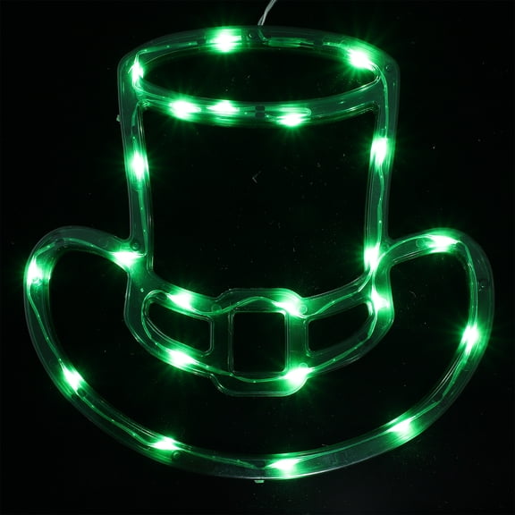 FRCOLOR LED Shamrock Window Lights With Hanger St. Patrick'S Day Decor Green Leaf Design Constant Light Battery Powered Holiday Window Decorations