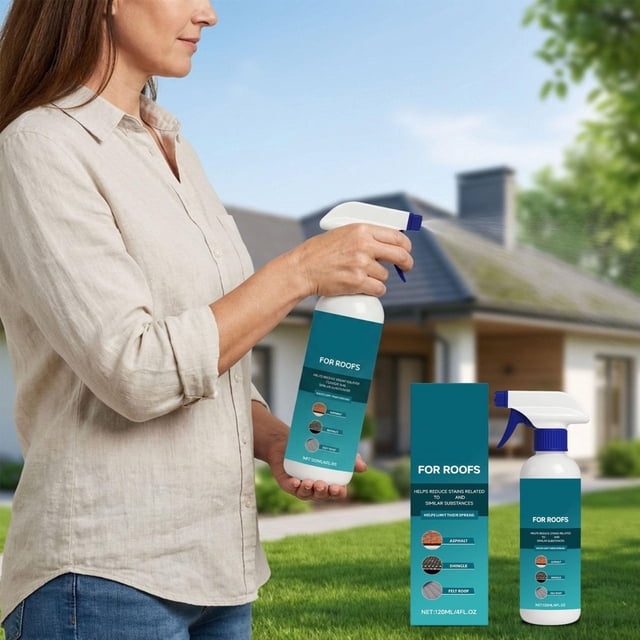 Limpiador concentrado de musgo y algas para techos | Gel de acción rápida para tejas, azulejos y patios | 120 ml. Para ~40 m² | No necesita fregar