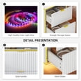 thumbnail image 5 of White and Gold Nightstand with 2 Fluted Drawers, 18 Inch Night Stand with Storage, White Night Stand with Golden Handles, Mid Century Modern Nightstand for Bedroom,White and Gold, 5 of 14