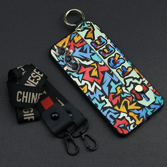 LYM-Phone Case For Samsung Galaxy A35 5G Global, Protective Soft case Shockproof Kickstand Lanyard Fashion Design Dirt-resistant Phone Holder Waterproof Back Cover Graffiti Anti-knock