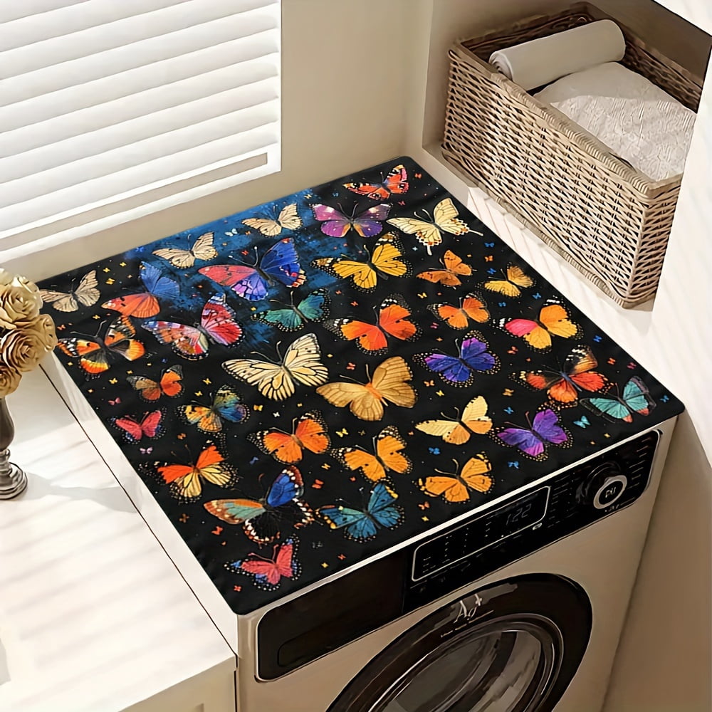 Butterfly Pattern, Washing Machine Dust Cover Mat, Kitchen Accessories, Non-Slip, For Laundry Bathroom Home Decor, Room Decor