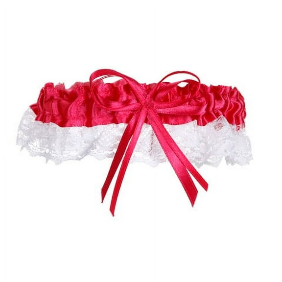 Lace Trim Garter Fushia Wbow Accent