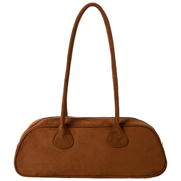Bolso Hombro Baguette Gamuza Mano Felpa Retro Suave Y Elegante (marrón)