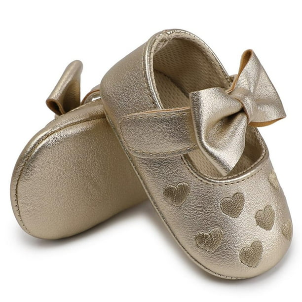 Calzado Antideslizante De Suela Blanda Para Bebé, Zapatos Bordados Con Patrón De Amor, Decoración De Lazo, Zapatos De Bebé Para Uso Diario Inevent BA001214-04