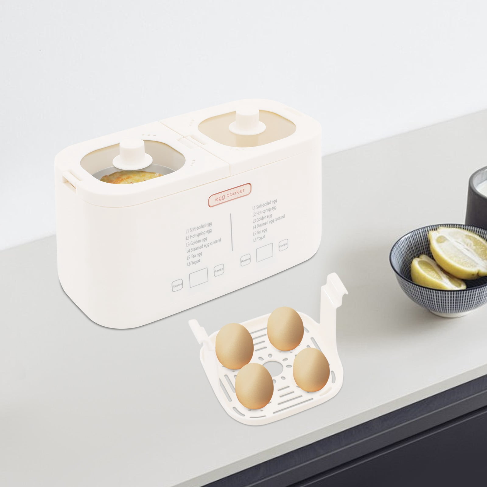 Egg Cooker Rapid Egg Cooker Egg Boiler with Auto Shut Off Feature US for Busy Office Workers, Students, and People Who Enjoy Healthy Eating.