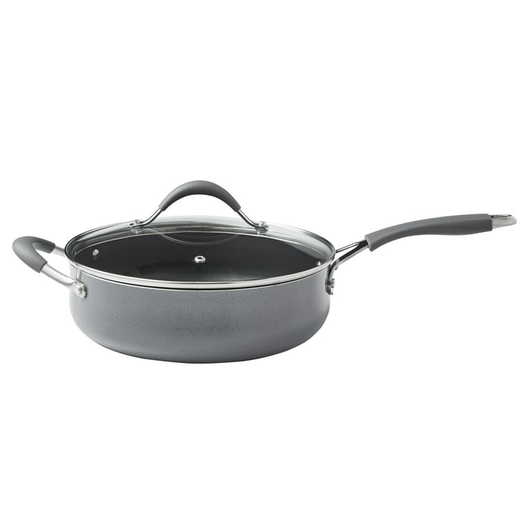 at Home Grey Speckled Non-Stick Sauce Pan with Lid, 3qt