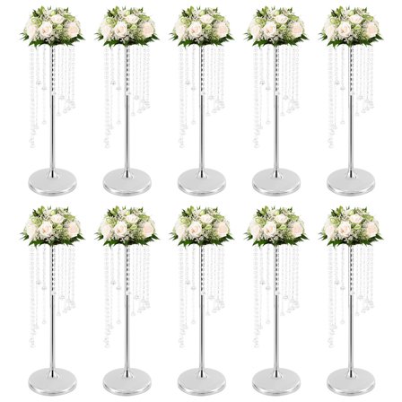 10pc Crystal Flower Stands Wedding Centerpieces Sliver Flower Holder Table Decor