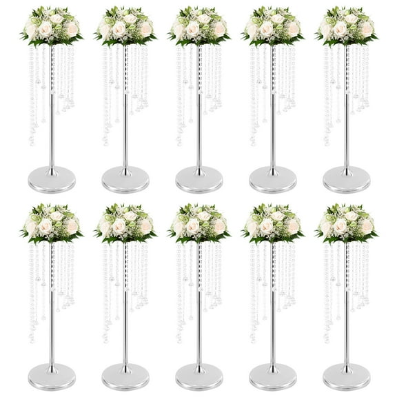 10pc Crystal Flower Stands Wedding Centerpieces Sliver Flower Holder Table Decor