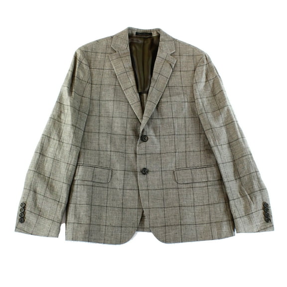 Lauren Ralph Lauren NEW Brown Mens 40 R Windowpane Two Button Blazer