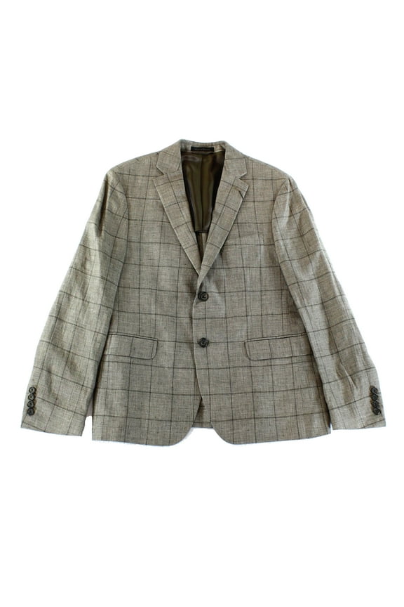 NEW Brown Mens 40 R Windowpane Two Button Blazer