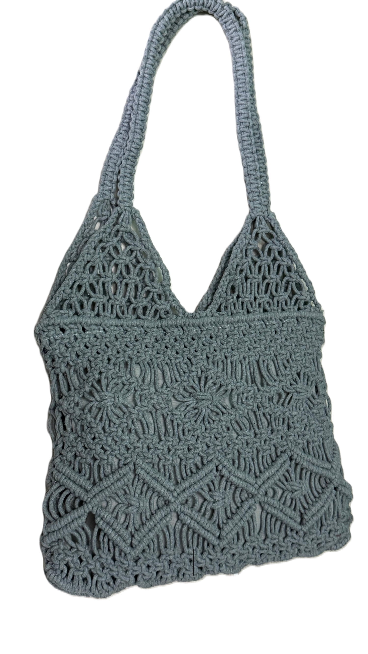 Fibre Gold Handcrafted Macramé Tote Bag – Boho Chic Shoulder Bag for Women (Grey)