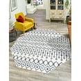 thumbnail image 2 of Rugs.com Bohemian Trellis Collection Rug – 7 Ft Octagon Coastal White Low Rug Perfect For Living Rooms, Kitchens, Entryways, 2 of 9