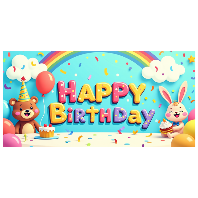 Colorful Cartoon Animal Themed Happy Birthday Backdrop Banner Party Decoration Background Photography Prop for Kids Birthday Party Family Celebration Event Photo Booth Decor