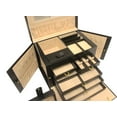 thumbnail image 3 of Luxurious Large Black Leather Jewelry Box Travel Case Storage with Mirror & Lock, 3 of 5