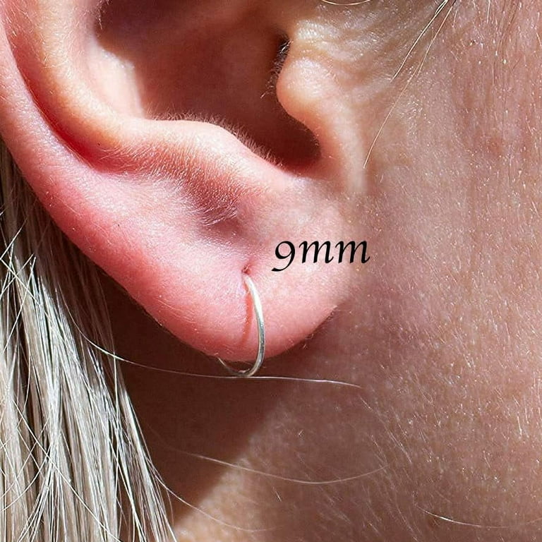 Cartilage Hoop 7mm Sterling Silver Hoop Earrings 7mm Small