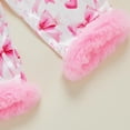 thumbnail image 7 of YunPes Toddler Girls Satin Outfits Bow & Heart Print Button Down Shirts Pants 2PC Sets Fuzzy Trim Cuffs Valentines Matching Sets 2PC, 7 of 7