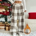 thumbnail image 4 of Flannel Plaid Pants Women Soft Warm Christmas Holiday Pajama Pant Wide Leg Loose Casual Sleep Pjs Bottoms (5XL, Khaki), 4 of 7