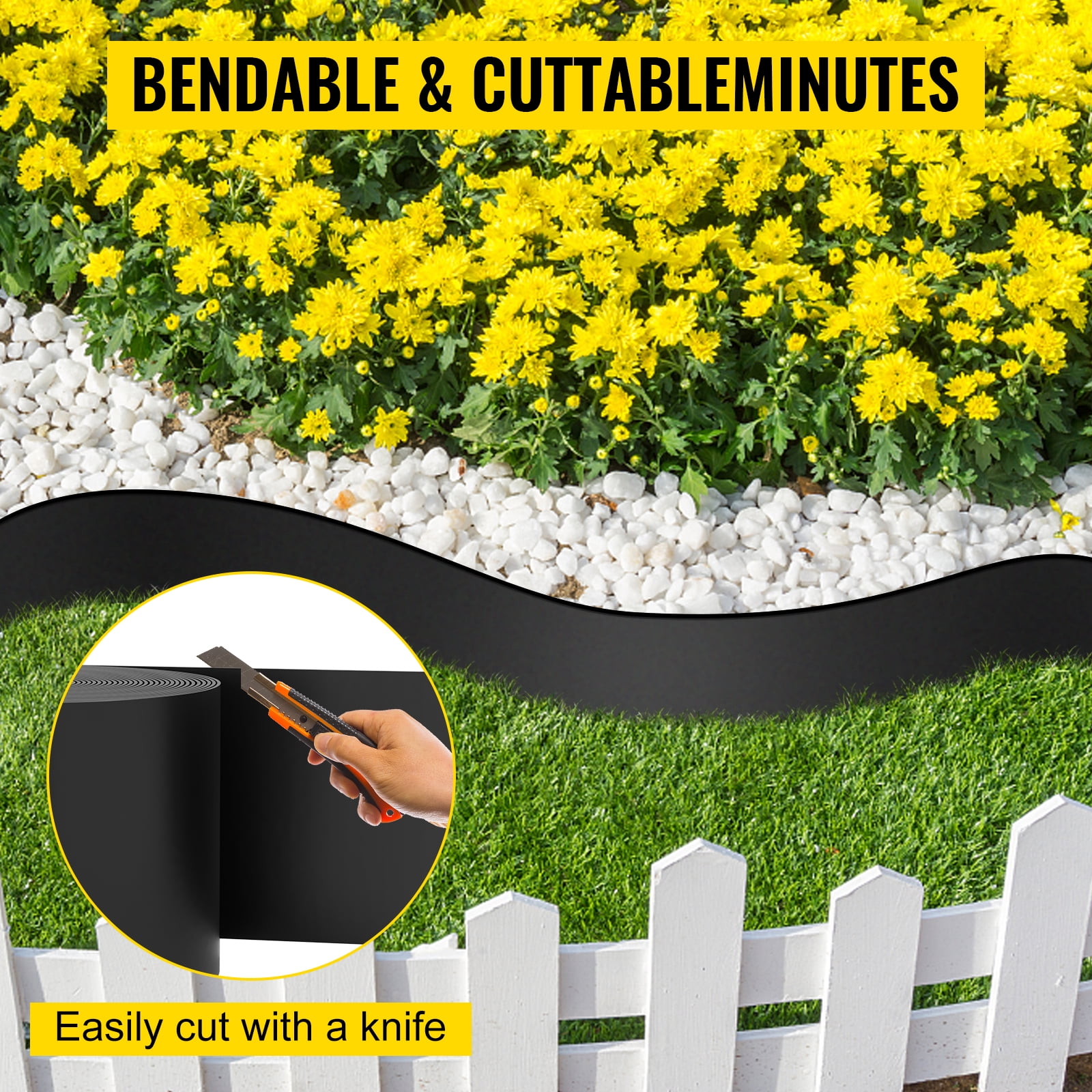 VEVOR Landscape Edging Terrace Board 80 ft Length 10 inch Depth Lawn Garden