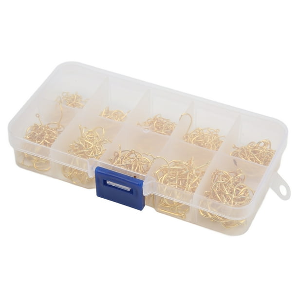 500 Piezas De Ganchos De Pesca Colocados De Pesca Con Mosca De Acero De Carbono Ganchos De Pescado No Ri- Al Rubio Diseño De Púas 10 Tamaños 3-12# En Caja De Plástico Con 10