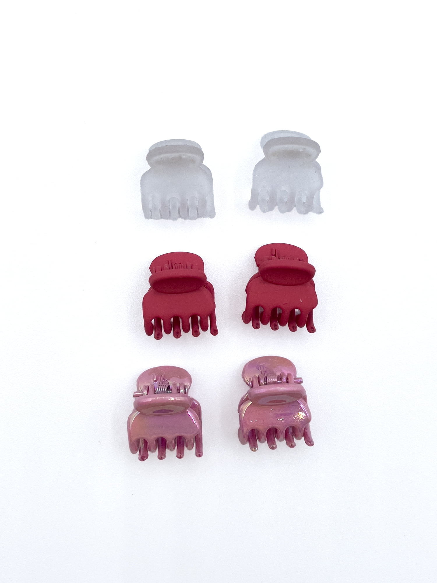 Time and Tru Women's Plastic Hair Claw Clips, 9-Pack, Pink