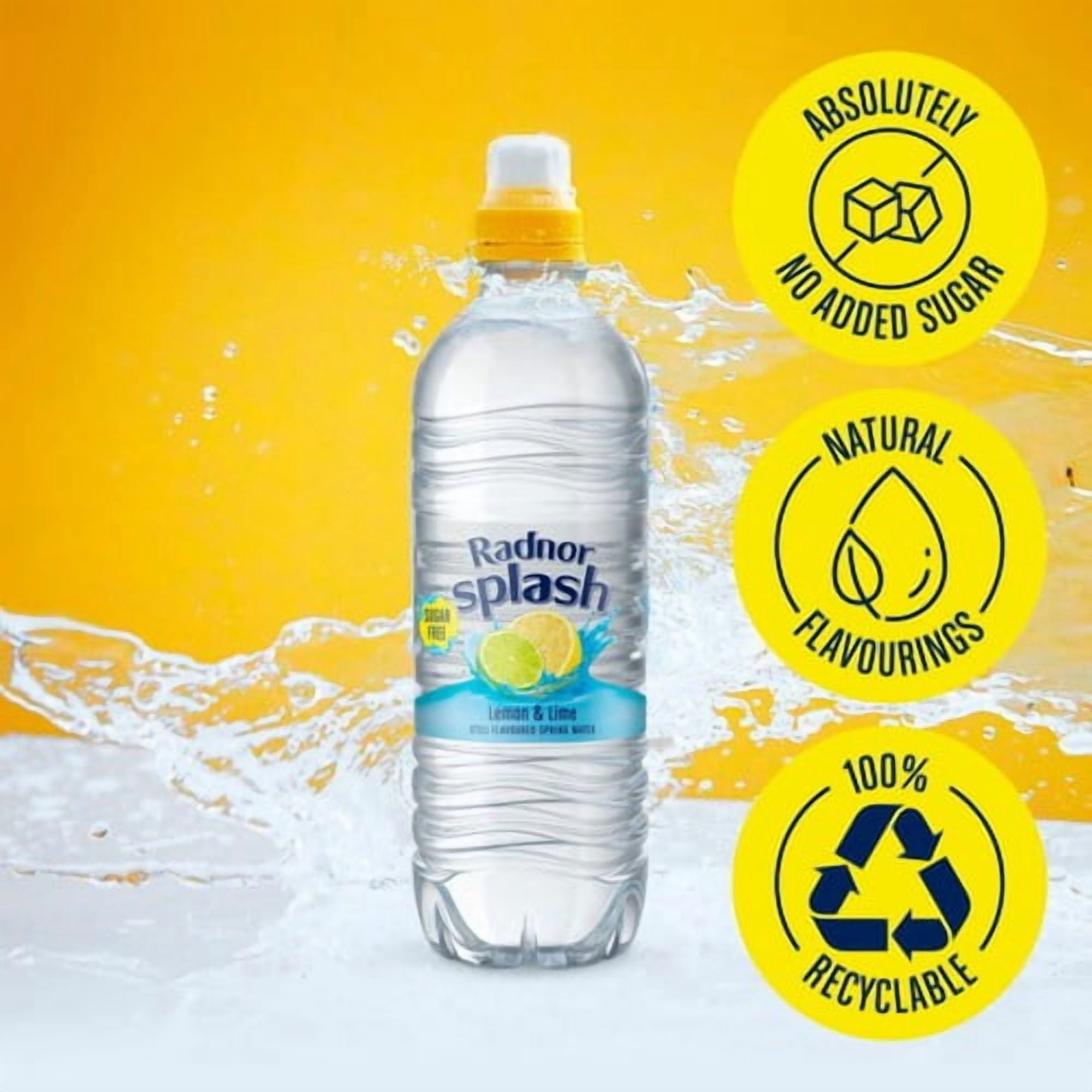 Radnor Splash Lemon & Lime Flavoured Water 6 x 500ml, British Import (Pack of 2)