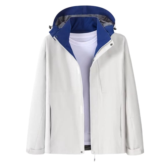 WRKEKC Windbreaker Jackets for Women Solid Color Hooded Long Sleeve Zip Up Waterproof Windproof Hiking Jacket with Pockets