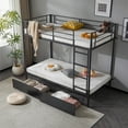 thumbnail image 3 of Zimtown Metal Twin-over-Twin Bunk Bed with 2 Drawers and Charging Station, Black, 3 of 13
