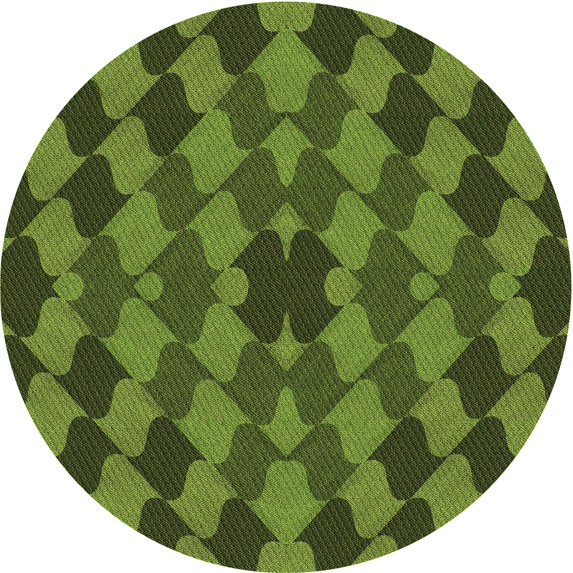 Ahgly Company Machine Washable Indoor Round Transitional Dark Forest Green Area Rugs, 3' Round