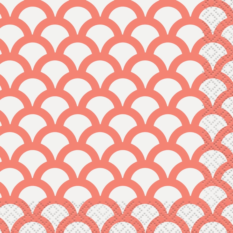 Coral Scallop Print Beverage Napkins, 16ct by Unique Industries