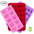 thumbnail image 2 of 3 Pack Silicone Ice Molds Trays with Puppy Dog Paw and Bone Shape, Reusable Bakeware Maker for Baking Chocolate Candy, Oven Microwave Freezer Dishwasher Safe - Pink, Red, Purple, 2 of 9
