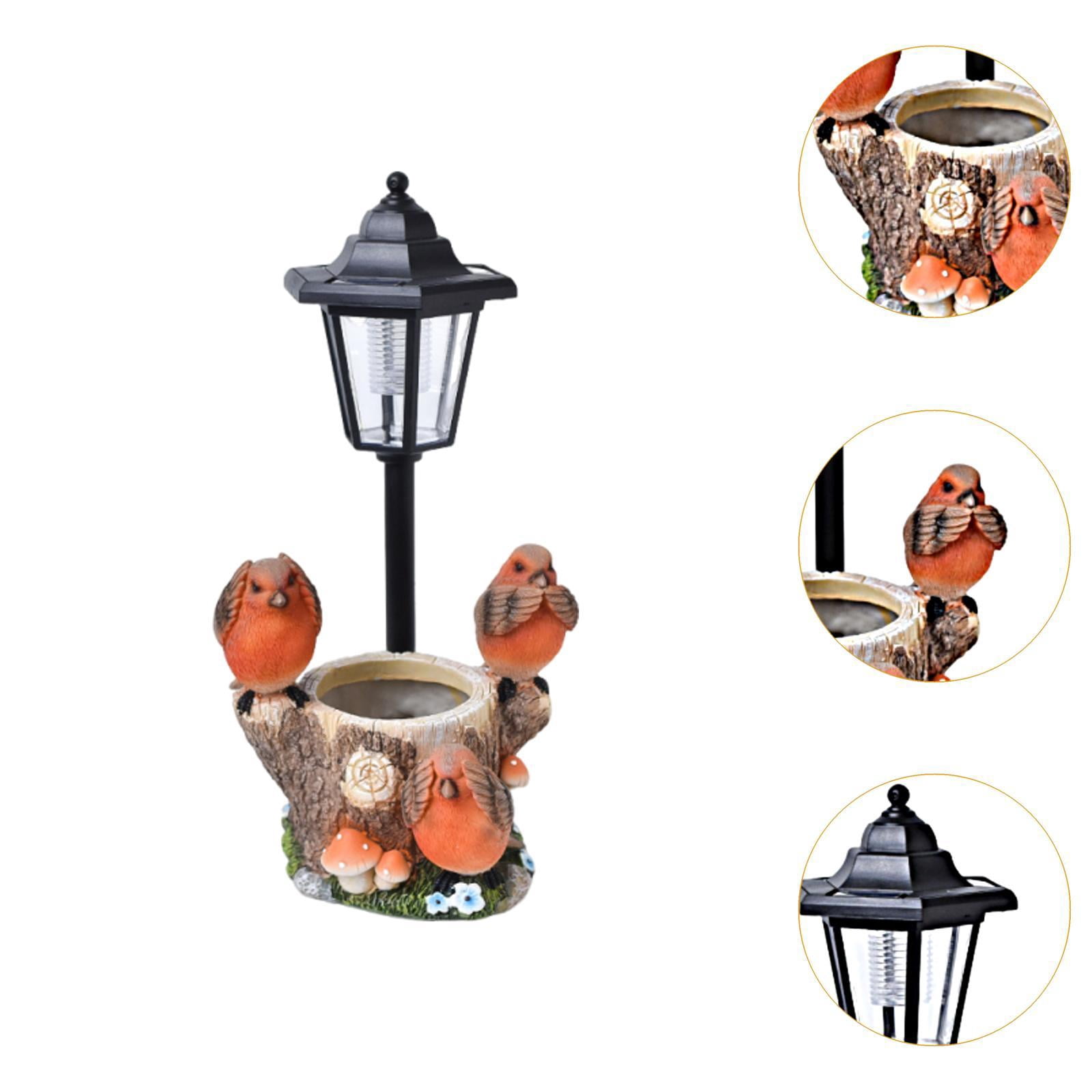 simhoa Flowerpot, Outdoor Statue with Solar Lights, Pretty Decoration, Handicrafts, Ornament, Resin Sculpture, Figure for Garden, Yard, Lawn