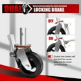 thumbnail image 4 of Set of 4 8" Caster Wheels with Dual Locking Brakes, Rubber Tires for Scaffolding Rolling Tower Factory Maintenance, 4 of 7