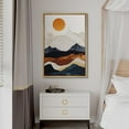 thumbnail image 3 of PixonSign Framed Canvas Print Wall Art Orange Sun Mountain Range Gradient Landscape Nature Wilderness Illustrations Decorative Bohemian Multicolor Mid-Century Modern - 16"x24" Natural, 3 of 5