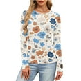 thumbnail image 6 of ICHUANYI Women's Non Positioning Printing Top Long Sleeve Round Neck Tops Trendy Casual Top Shirts Slim Fit Top Fitted Basic Tees, 6 of 6