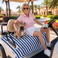 thumbnail image 3 of Golf Cart Seat Covers for 2 Seater,Dark Blue Striped Soft Microfiber Cart Seat Towel Blanket,Modern Beige Geometric Country Absorbent Breathable Non Slip Bench Seats Protector for Golf Course 51"x31", 3 of 9