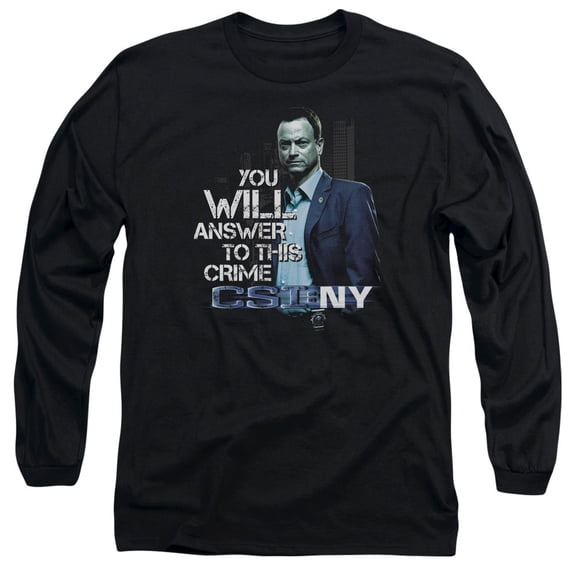 Csi Ny You Will Answer Long Sleeve Adult 18/1 T-Shirt Black