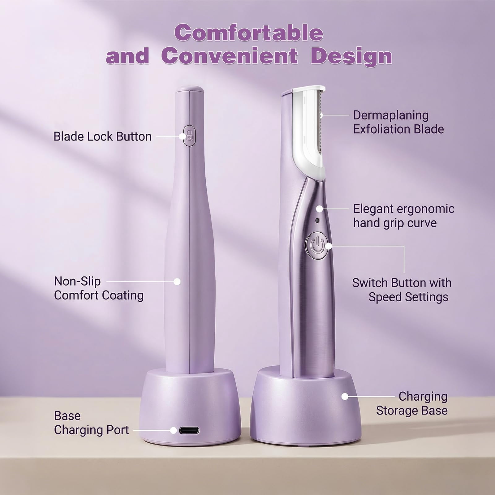 Sonic Dermaplaning Tool for Women, Rechargeable Face Dermaplane Razor with Sonic Edge Technology for FacialHair, Peach Fuzz & Exfoliation Removal, LED Light, 3 Speeds, 13 Refill Blades